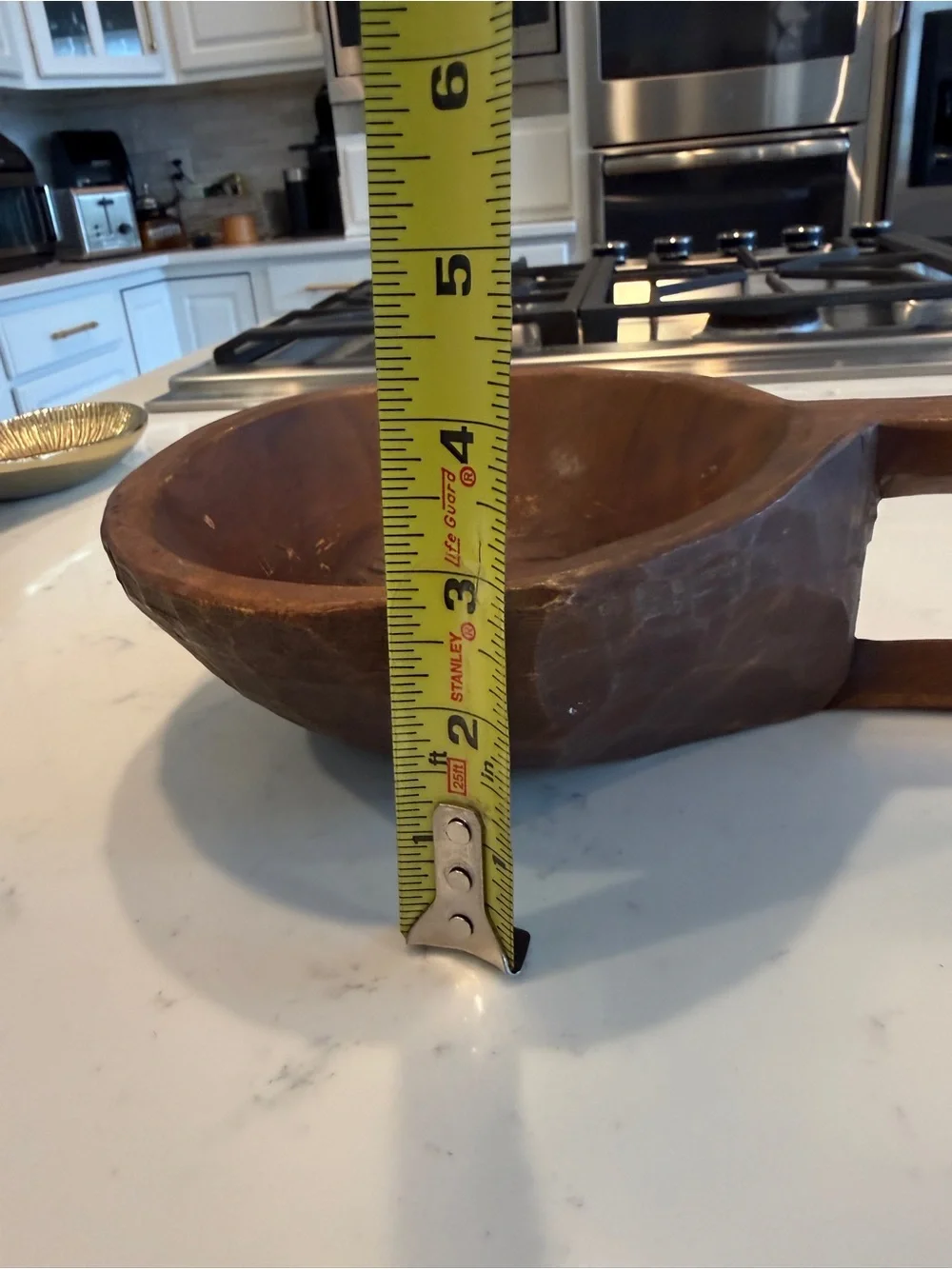 Primitive Wooden Dough Bowl With Handle Hand Carved Farmhouse Decor Vintage